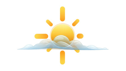 Isolated sun partly obscured by clouds indicating partly sunny weather outlook symbol icon