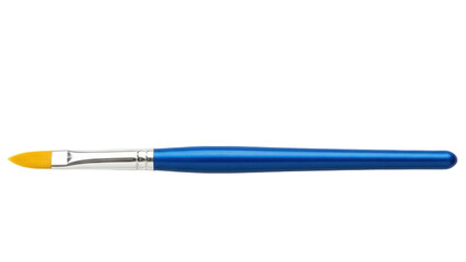 Isolated, blue-handled artist's paint brush on a clean surface for crafts or art projects