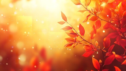 Vibrant Autumn Leaves with Warm Sunlight and Bokeh Background for Seasonal and Nature-Inspired Designs