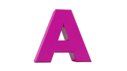 Isolated pink letter A, 3d render alphabet character symbol, matte surface, bold design element