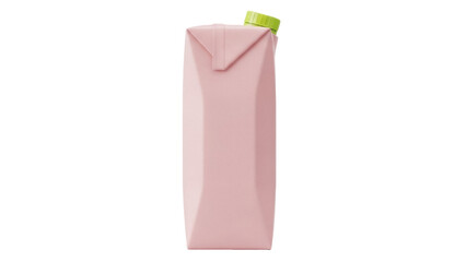 Isolated pink cardboard package mockup with a green cap for juice or milk stands upright © Maria