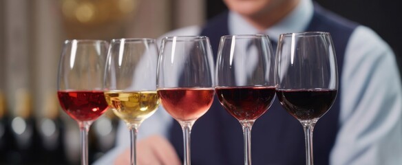 Fototapeta premium customer savoring exquisite wine samples at an elegant wine tasting event