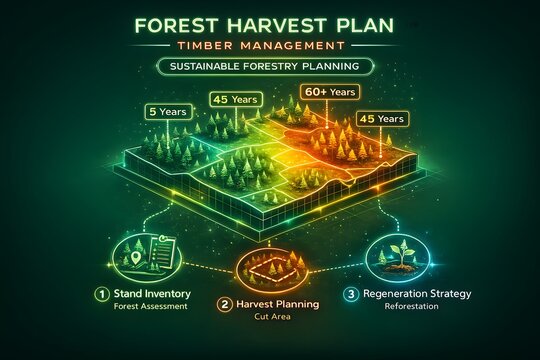 Forest Harvest Planning with Sustainable Timber Management and Cutting Schedules