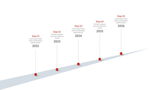 Roadmap Business Timeline Infographic with Five Yearly Steps