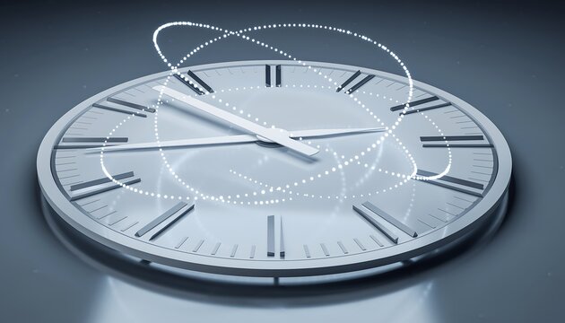 Digital Concept of Time Flow and Global Synchronization Overlaying Analog Clock Face - Powered by Adobe