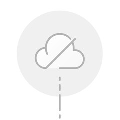 Minimalist line art illustration of crossed cloud icon. server connection failure, cloud service unavailable, or no internet access. for UI design, mobile apps, websites, error pages, network issues