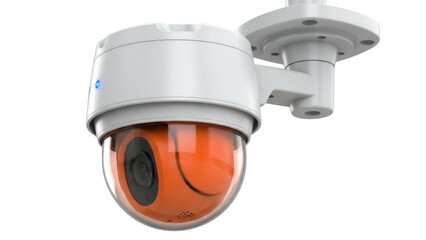 Isolated Surveillance dome camera for security monitoring purposes, no background, modern tech