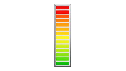 Isolated colorful energy efficiency rating scale chart for performance comparison tool