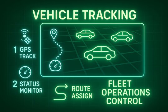 Fleet Tracking Dashboard Infographic for Vehicle Operations and Route Management