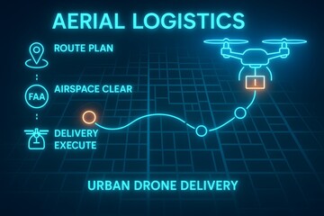 Urban Drone Delivery Infographic for Aerial Logistics and Last-Mile Solutions