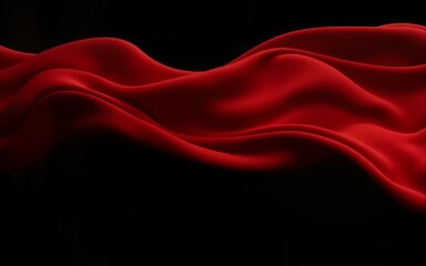 Abstract red flowing fabric on a black background. High quality