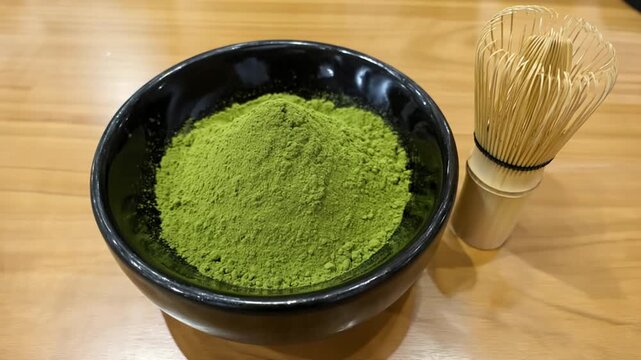 Matcha tea in a Japanese cafe.