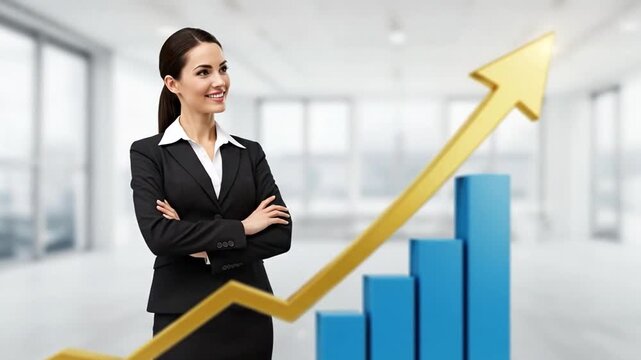 3D blue bar graph showing exponential financial growth success