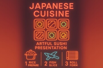 Japanese Cuisine Sushi Mosaic Art Infographic for Culinary Presentation
