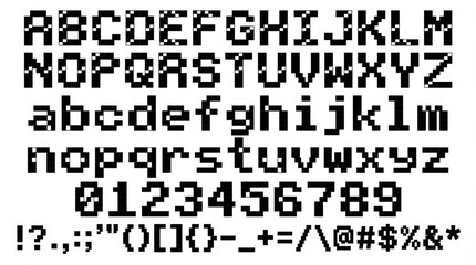 Fototapeta premium font alphabet in checkerboard geometric style from a to z numbers punctuation isolated on white background