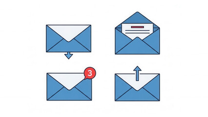 illustration depicting the process of managing email messages including received, opened, and