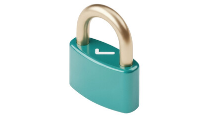 Isolated padlock with metal shackle, a safety and security device for a storage or door