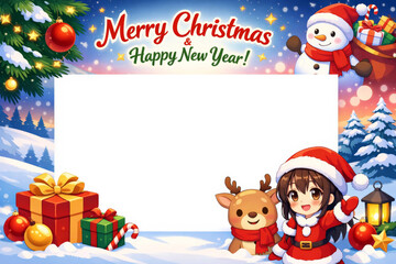 Christmas Celebration with Snowman and Girl