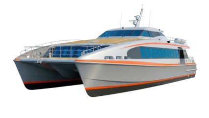 Isolated Fast catamaran ferry boat for passenger transport, marine transit, harbor services