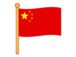 なびく中華人民共和国の国旗アイコンイラスト素材
