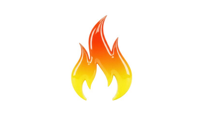 Isolated bright stylized fire flame with a glossy appearance, for design or icon use