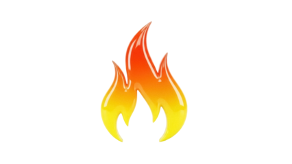 Isolated bright stylized fire flame with a glossy appearance, for design or icon use