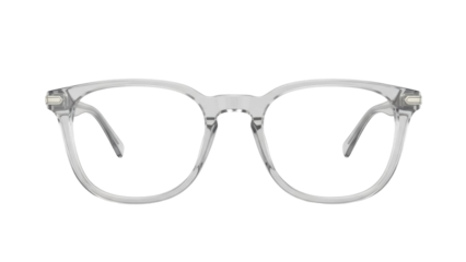 Isolated round eyeglasses with clear plastic frames for prescription or fashion use