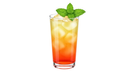 Isolated cocktail with ice and mint garnish, a refreshing summer beverage for enjoyment