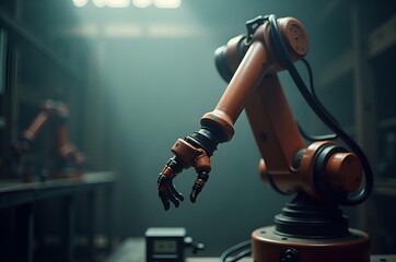 Obraz premium Industrial Robotic Arm Reaching Out