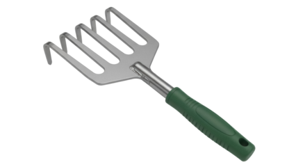 Isolated metal garden tool, cultivator for soil, flowerbed preparation and loosening ground