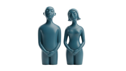 Isolated statuette of naked man and woman with hands clasped in front, art objects, decor