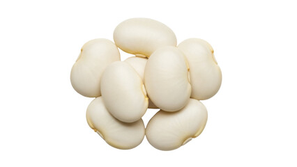Isolated lima beans, heap of legumes, butter beans, raw dried food, healthy eating concept