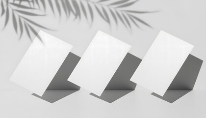 Three blank flyers casting shadows in natural light