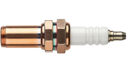 Isolated view of a new spark plug for automotive maintenance or engine repair use concept