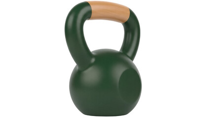 Isolated green kettlebell weight training equipment for strength and conditioning routine