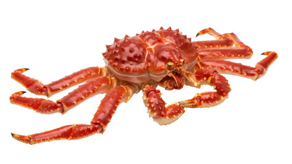 Isolated red king crab marine life seafood, big spikes, cooked ready to eat, full body