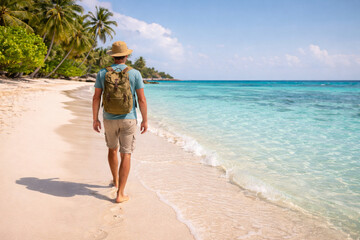 Fototapeta premium young woman walking on the beach