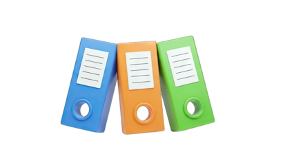 Colorful Binder Files Standing Together on White Background