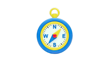 Colorful Compass Pointing North, South, East, and West on White