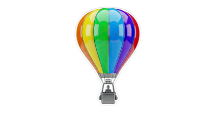 Colorful Hot Air Balloon Floating Against White Background