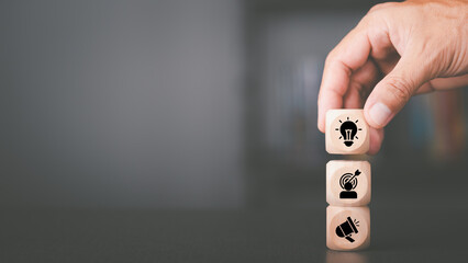 Creative marketing concept. Innovative approach to advertising and promotion, creating unique campaign for personalized marketing by leveraging digital channels and utilizing data driven insights.