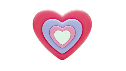 Colorful layered heart on white background