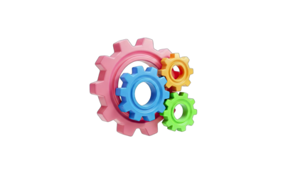 Colorful Gears Interlocking on White Background