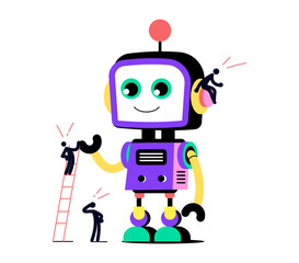A flat style illustration representing robot
