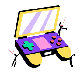 A flat style illustration depicting foldable gamepad © SmashingStocks