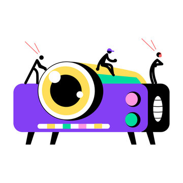 A flat style illustration depicting mini projector