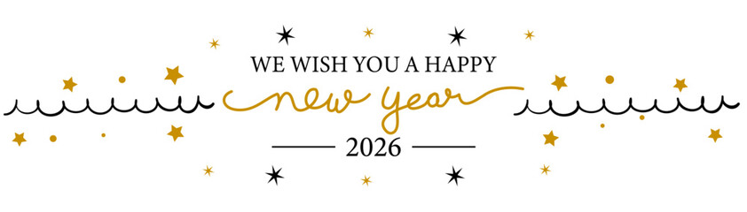 Happy New Year 2026,  typography calligraphy