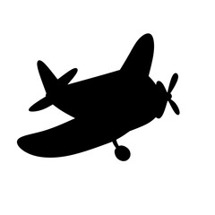 Side View Airplane Silhouette in Black Vector Style