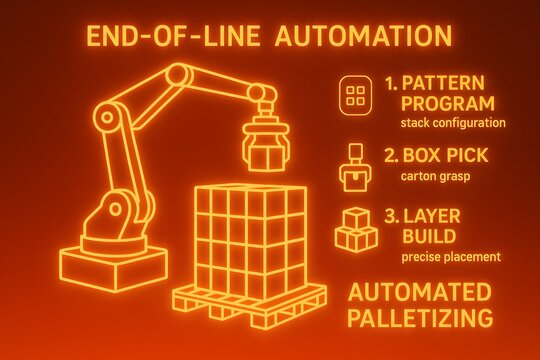 Automated Robotic Palletizing System with Layer Building for Logistics