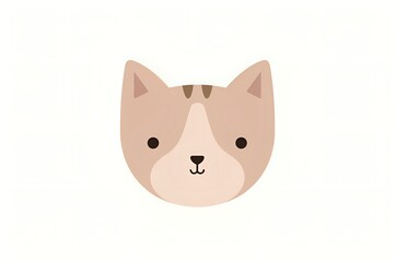 Fototapeta premium Cute Kitten Face Illustration on White Background